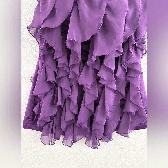 XOXO Womens Halter Top Front Ruffle Belted Blouse Built In Bra Strapless size S - Picture 4 of 6